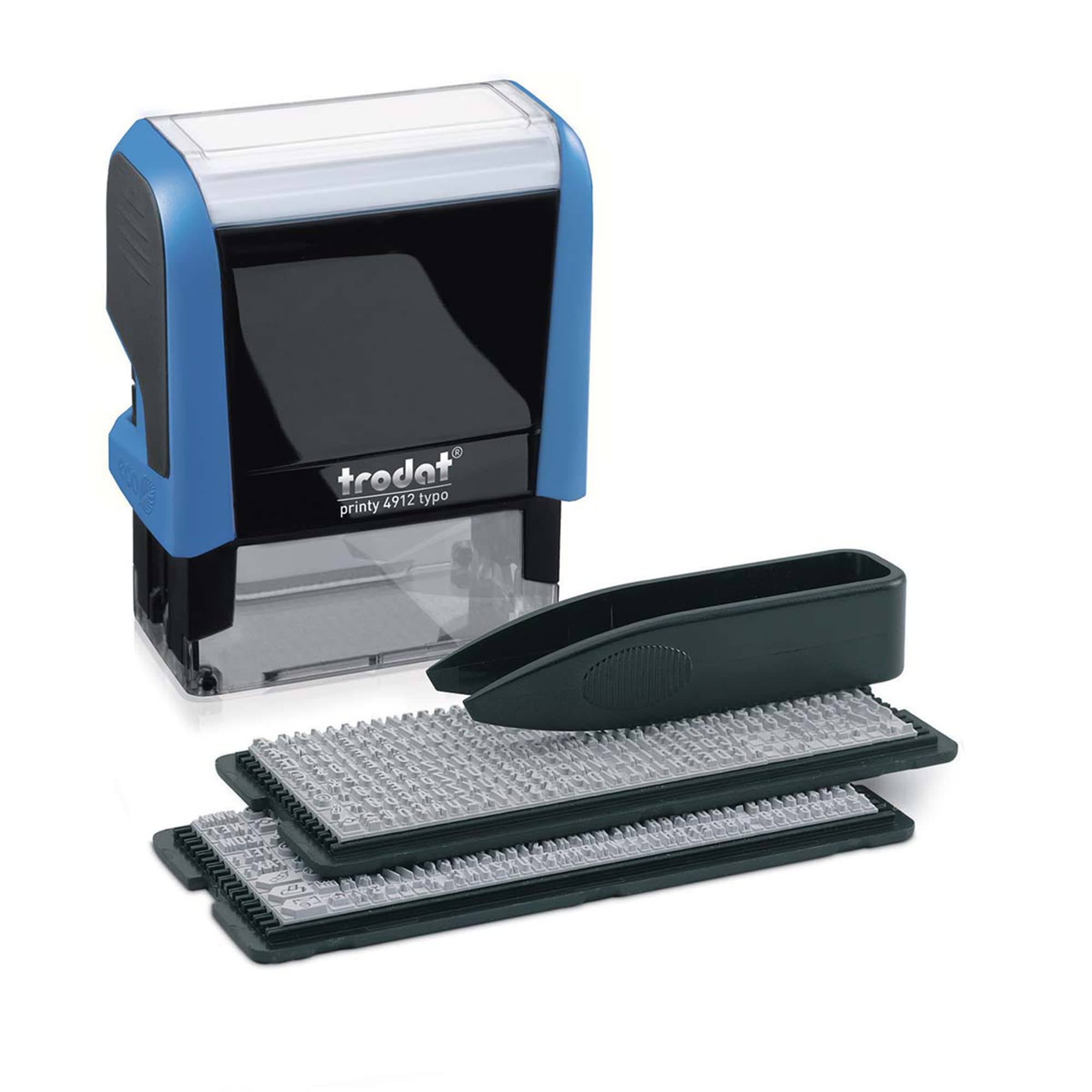 Trodat Printy Typomatic 4912T - Professional Self-Inking Stamp with 4 lignes - Text plate 47 x 18 mm For self-setting (Blue)