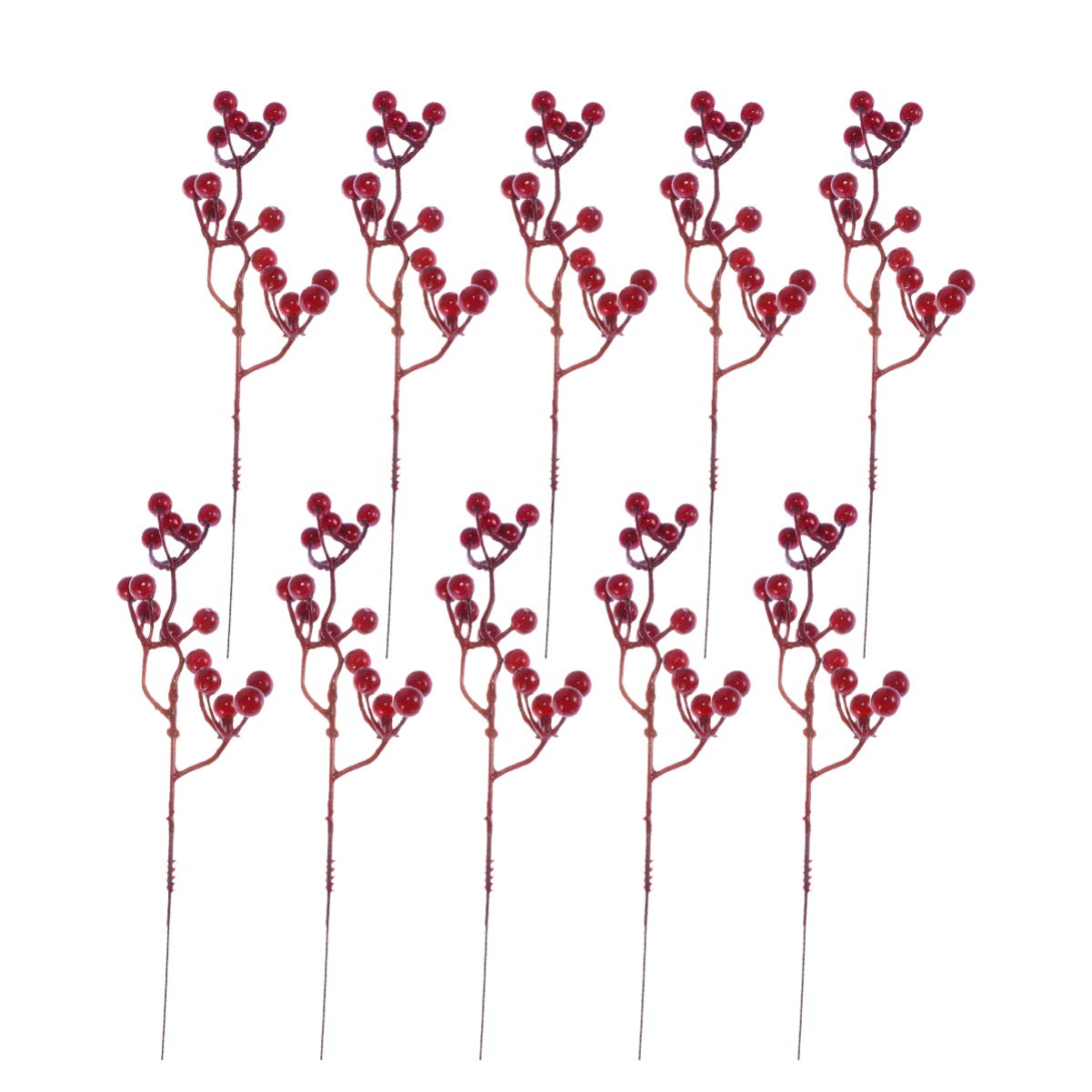 LIOOBO 10Pcs Artificial Holly Berries Berries Bunch Berry Picks Stems for Christmas Tree Wreaths Decorations