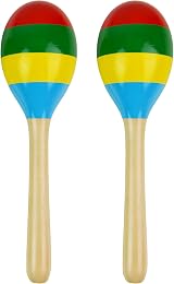 A-Star Wooden Multi Coloured Maracas Pair 22 cm Shaker Educational Rhythm
