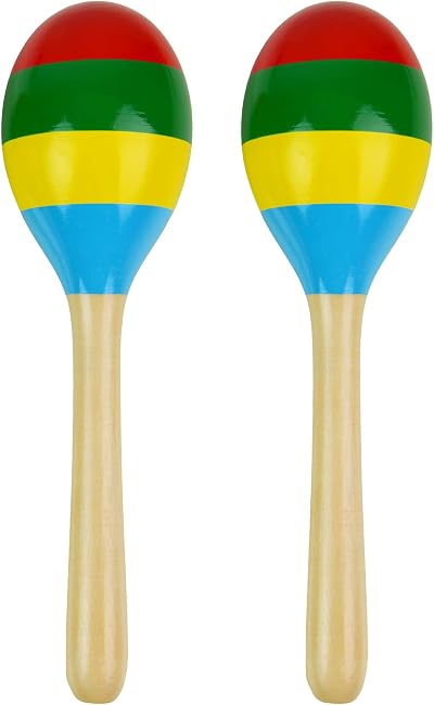 A-Star Wooden Multi Coloured Maracas Pair 22 cm Shaker Educational Rhythm