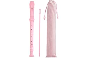 QIELIZI Recorder Instrument for Beginner Kids Adults,8-Hole Soprano Descant Recorder Music Flute with with Cleaning Rod & Bag For School Student Home Entertainment(2-Pink)