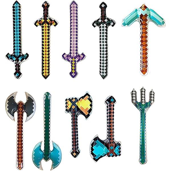 Minecraft Inflatable Sword Minecraft Birthday Decorations Lqucwepp 10-PC Inflatable Sword Set ...