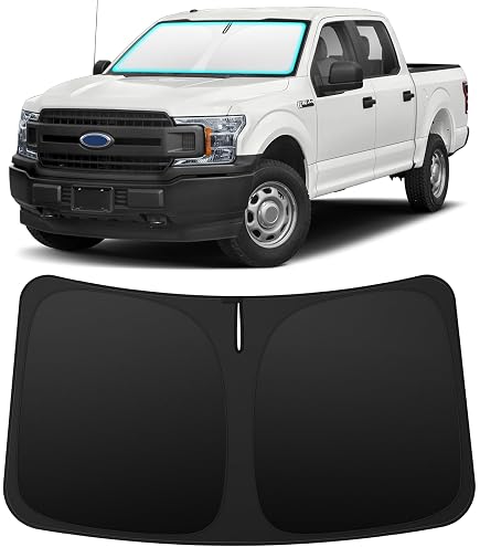 Ford F-150 2015-2020 Windshield Sun Shade - 63x34, Reflective Pop-Up Cover, UV Heat Block