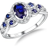 CAIDIKA 925 Sterling Silver Celtic Knot Engagement Ring for Women Moissanite/Cubic Zirconia Inlaid Oval Shaped Birthstone Rings Cocktail Wedding Birthday Jewelry(with Box)