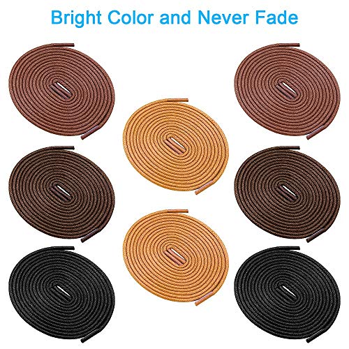 image for DIFFWAY 8 Pairs of Round Colored Waxed Shoelaces, Premium Dress Shoe L