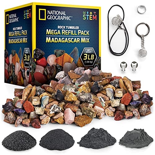 NATIONAL GEOGRAPHIC Rock Tumbler Refill Kit 3 lbs. Rough Madagascar Rocks for Tumbling