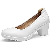 DREAM PAIRS Women's Chunky Closed Toe Low Block Heels Work Pumps Comfortable Round Toe Dress Wedding Shoes Nereida
