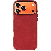 ALTRAALMA RustBend Leather Phone Case for iPhone 17 Pro 6.3", Battle-Worn Vintage Finish, Rugged Luxury, Compatible with MagSafe Wireless Charging, Handmade RustBend Crazy Horse Leather (Red)