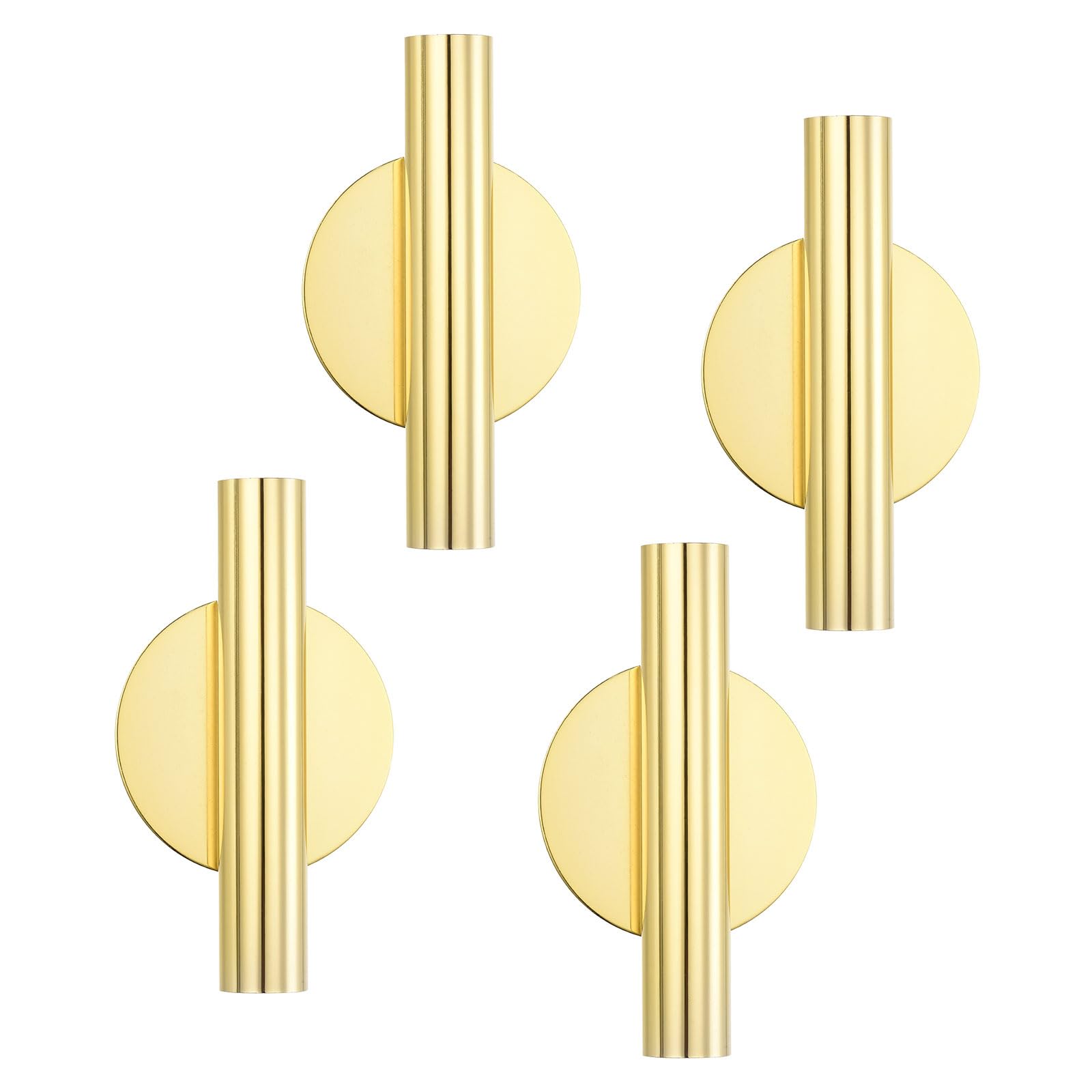 PATIKIL Wall Flower Vase Tube, 4 Pack Metal Floral Tubes Wall-Mounted Flower Tube Dried Flower Vase Racks for Flower Display Decoration, Gold Tone