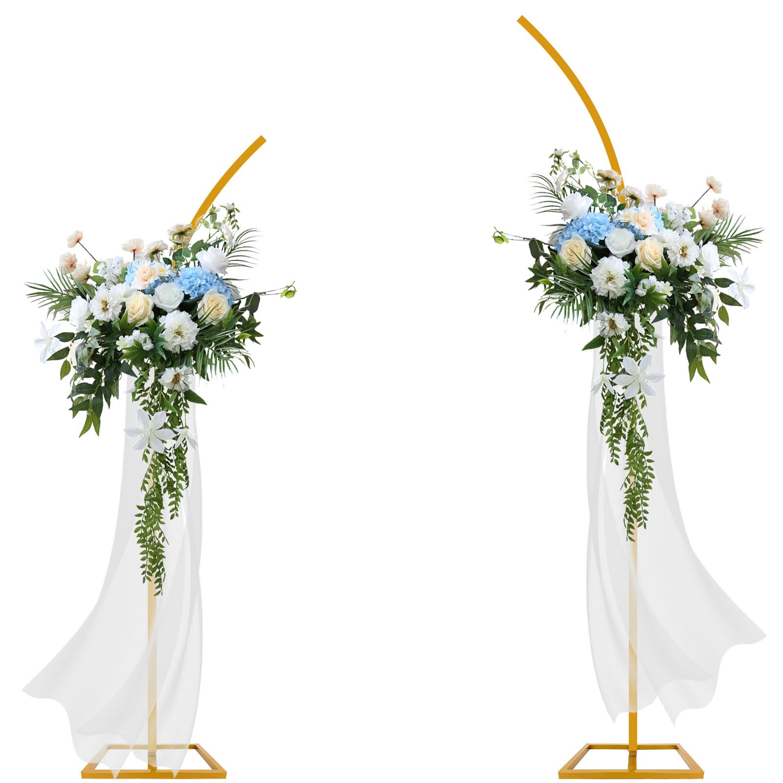 Photo 1 of YIJXPOIN Flower Arch Stand Kit for Wedding, 8FT & 6.2FT Metal Half Gold Wedding Flower Balloon Arch Backdrop Stand for Proposal Wedding Anniversary Bridal Shower Background Stand Party Decorations