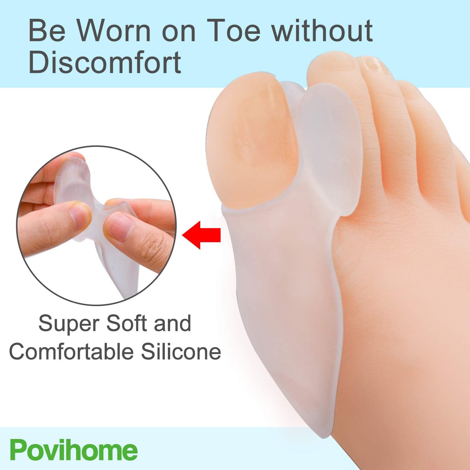 Povihome 8 Pack Bunion Cushion and Protector, Bunion Pads, Bunion Corrector and Bunion Relief with Gel Shield, Treat Pain in Big Toe Joint, Realign Big Toe and Relieve Bunion Pain: Health & Personal Care