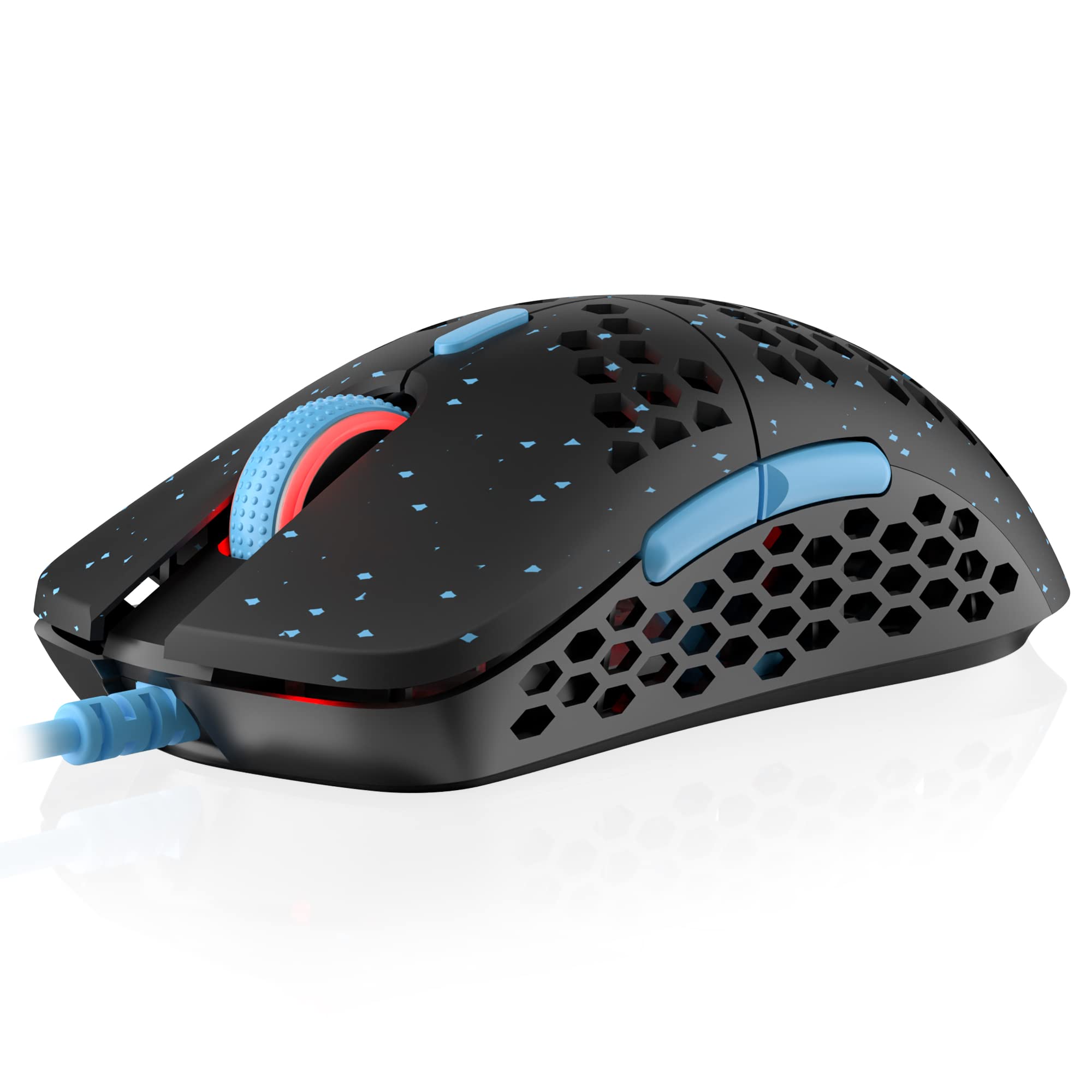 HK Gaming Mira M Ultra Lightweight RGB Gaming Mouse | Honeycomb Shell | 63 grams | max 12000 cpi | USB Wired | 6 programmable Buttons | On-Board Memory | Anti Slip Grips | Mira-M Blue Phantom