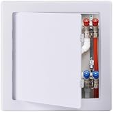 Suteck Plastic Access Panel for Drywall &amp; Ceiling 18 x 18 Inch | Removable Hinged Plumbing Access Door for Wall Hole Cover, Reinforced Durable Construction, White