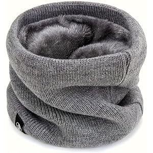 Knitted Neck Warmer With Velvet Lining 80% Polyester 20% Spandex Stretch Solid Color Scarf for Skiing Winter Outdoors