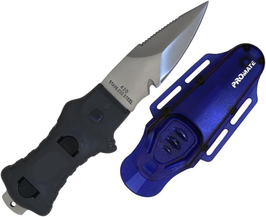 Promate Point Tip Scuba Dive BC Knife (3" Blade), Blue : Sports & Outdoors