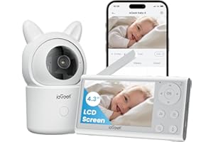 ieGeek Video Baby Monitor, 4.3" Wireless Display & 360°Auto Tracking Smart Camera, no WiFi LCD Monitor & Phone APP Control, S