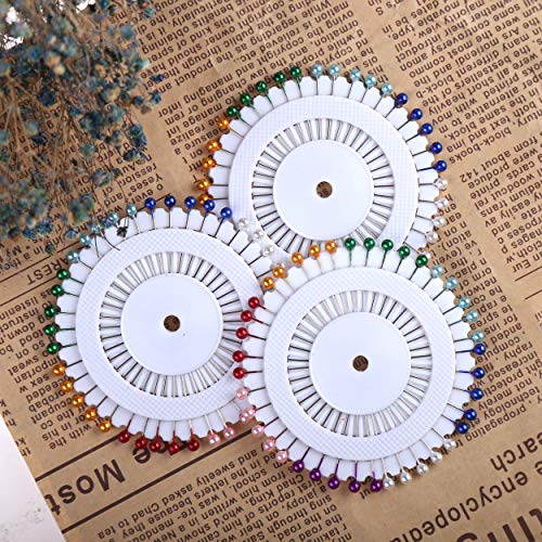 FINGOOO 480 PCS 4mm Sewing Pins Multicolor Straight Pins Head Pins for Dressmaker,Jewelry Decoration - Thumbnail 4
