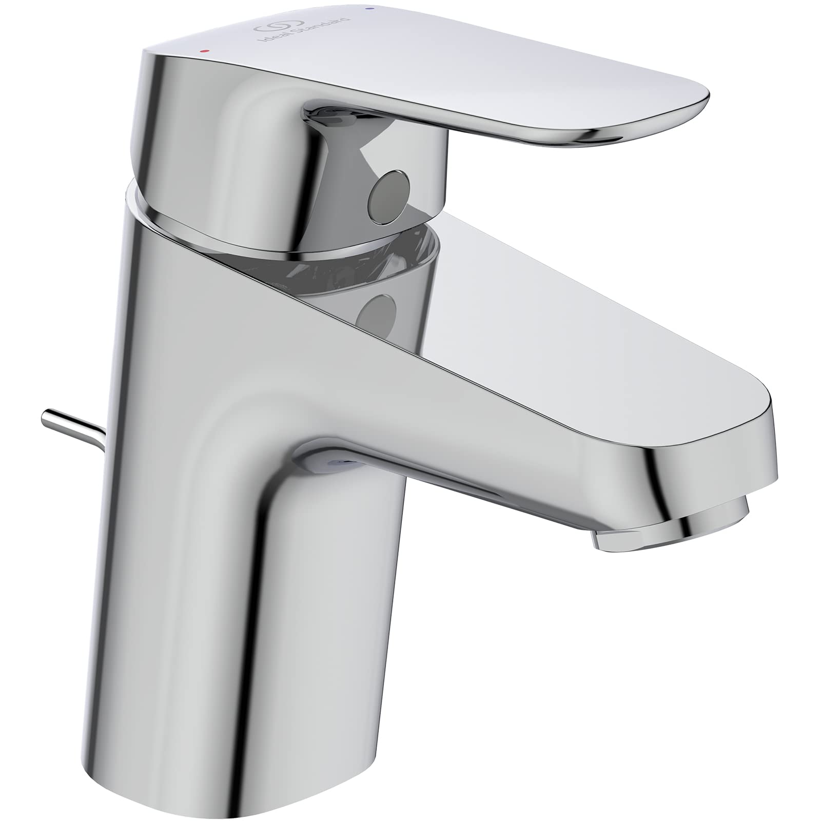 Ideal Standard Ceraflex Basin Mixer Tap Metal Pull Knob Drain Fitting G1 1/4 Mounting Bottom Rigid Cast Spout Surface: Chrome, B1708AA