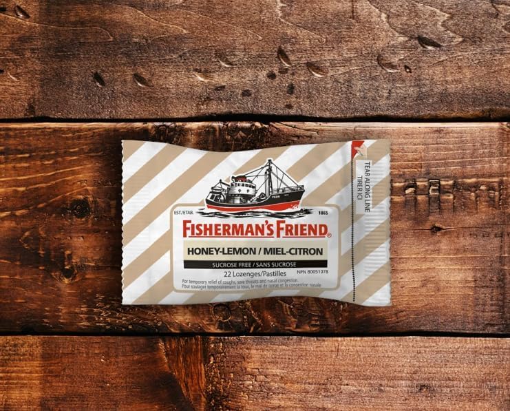 Fisherman’s Friend – Sugar Free Honey-Lemon | For Temporary Relief of Cough, Sore Throat & Nasal Congestion | No Sugar | Halal, Vegan, Kosher & Gluten Free | 8 Packs of 22 Lozenges (176 Total Count)