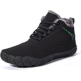HiGropcore Barefoot Boots Women Men Fur Lined Winter Barefoot Shoes Water-Repellent Hiking Snow Boots Minimalist Wide Toe Box Ankle Booties