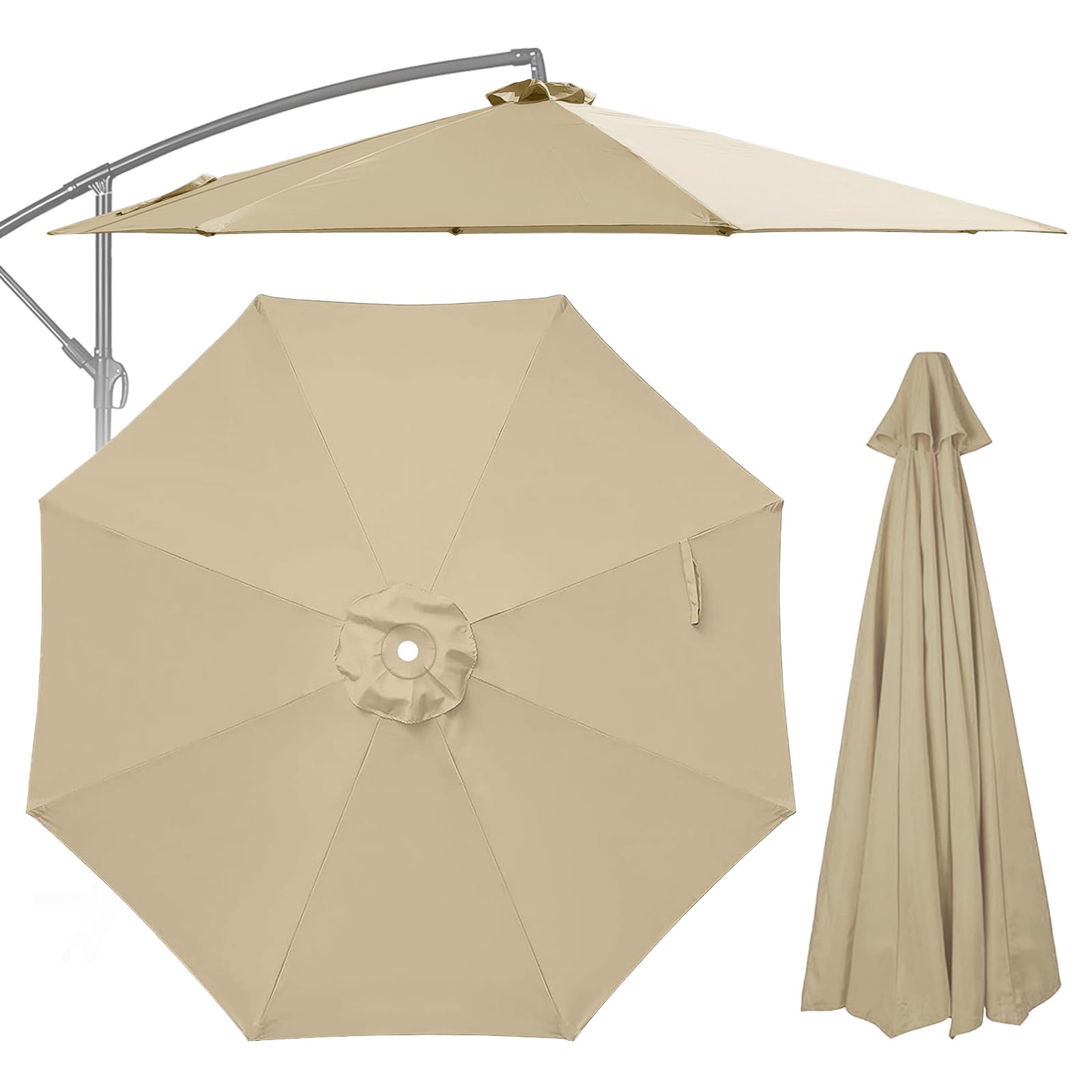 Photo 1 of 10ft Patio Umbrella Replacement Canopy for 8 Ribs, Outdoor Umbrella Replacement Top Fit 10FT 8 Ribs Hanging Offset Cantilever Market Patio Shades, Canopy Only