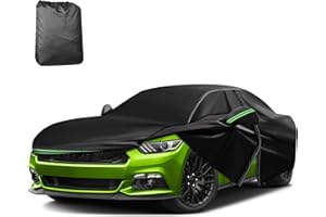 DTNESS for 2005-2023 Ford Mustang Car Cover 210D Outdoor Waterproof UV Protection, for GT/Shelby/Cobra/Bullitt/ECOBOOST, with Cotton Layer, Zipper Door, Reflective Strip, Storage Bag