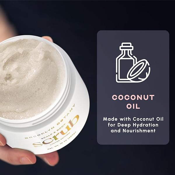 BROOKLYN BOTANY SCALP & BODY SCRUB – SUGAR SCRUB BODY EXFOLIATOR AND SCALP SCRUB MADE WITH COCONUT OIL TO MOISTURIZE, CLEANSE AND GENTLY EXFOLIATE SCALP AND BODY – TROPICAL SCENT 8.8 OZ