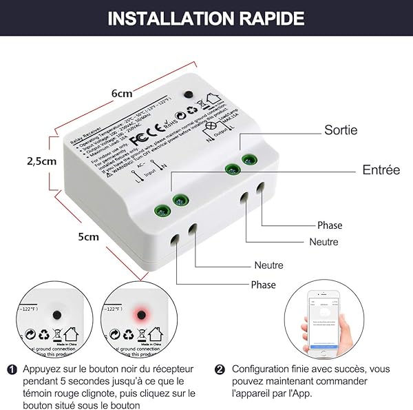 Didikit Interruptor WiFi 15A 3300W Mando a Distancia por Telfono para Luz Control Remoto Inalmbrico por la Aplicacin Smart Life Control por Voz Funciona con Alexa Echo y Google Home
