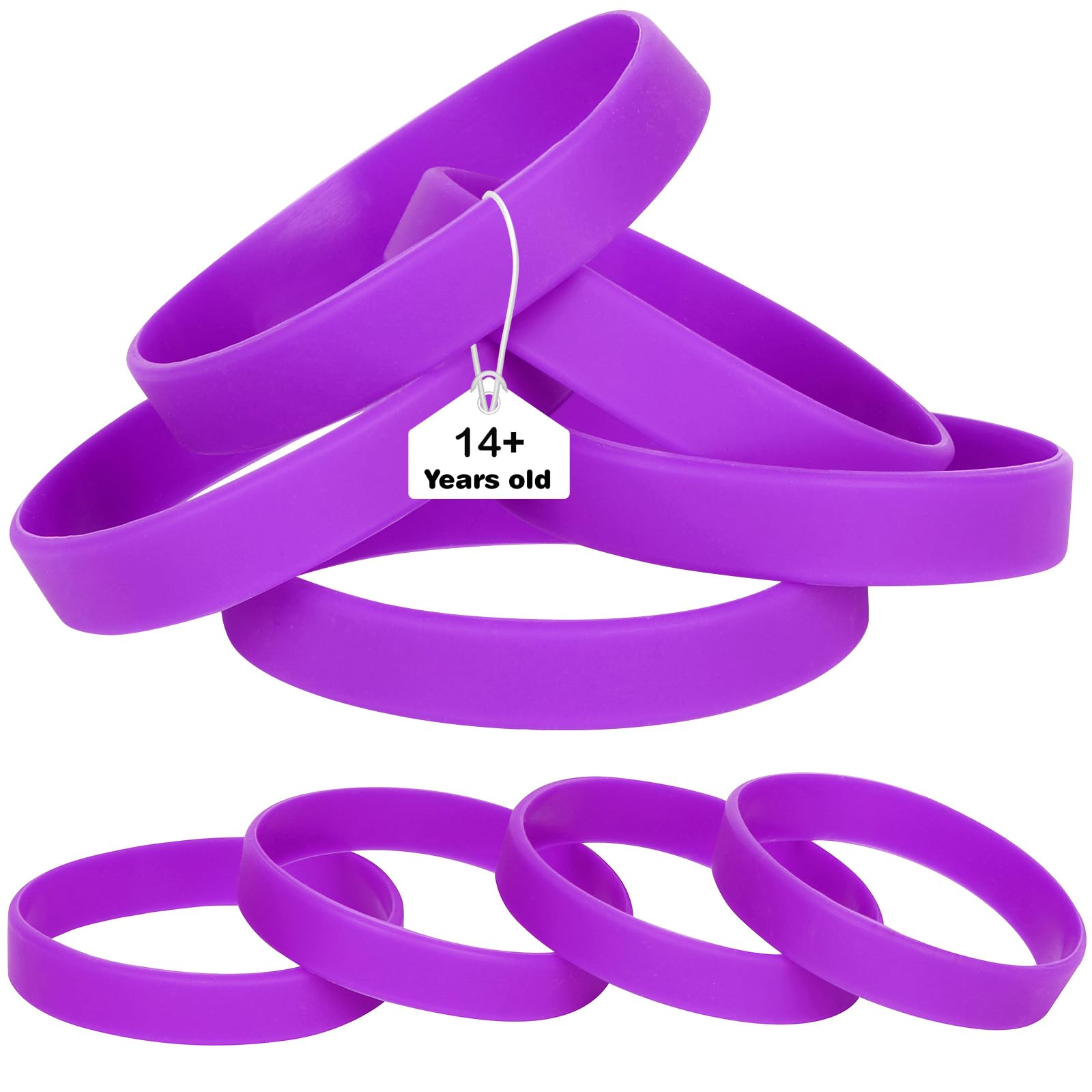LVNRIDS Purple Silicone Elastic Wristbands Rubber Bracelets 25 Pcs for Adult, 20.2 cm Length Coloured Wrist Bands Silicone for Business School Activity Party Events Music Festival
