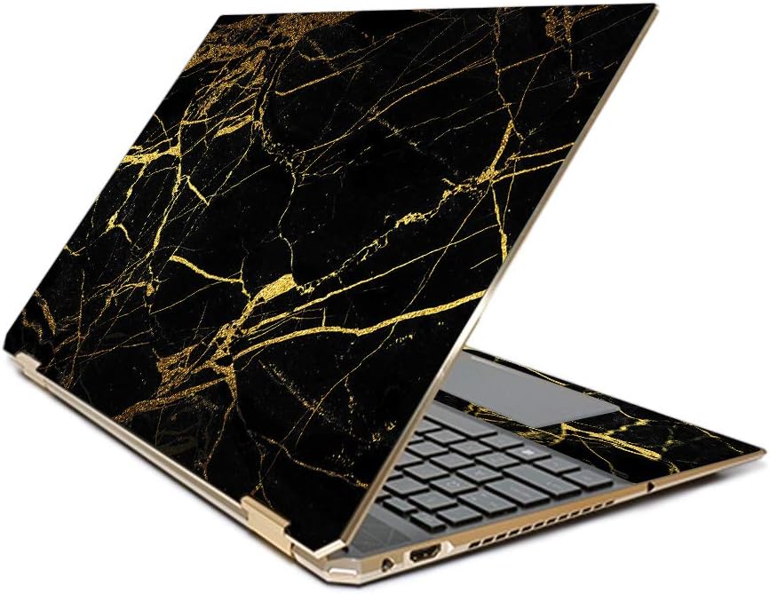 MightySkins Skin Compatible with HP Spectre x360 15.6" Gem-Cut (2019) - Black Gold Marble | Protective, Durable, and Unique Vinyl Decal wrap Cover | Easy to Apply| Made in The USA