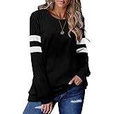 CRAZY GRID Womens Trendy Long Sleeve Shirts Casual Loose Soft Sweatshirt Fall Tops