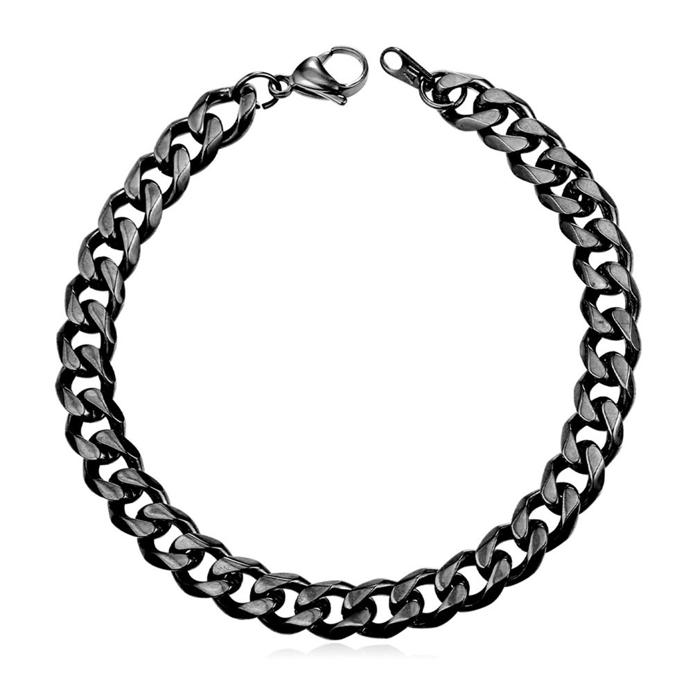 U7 Black Bracelet Men Stainless Steel Link Braclets Mens Cool Chain Bracelets