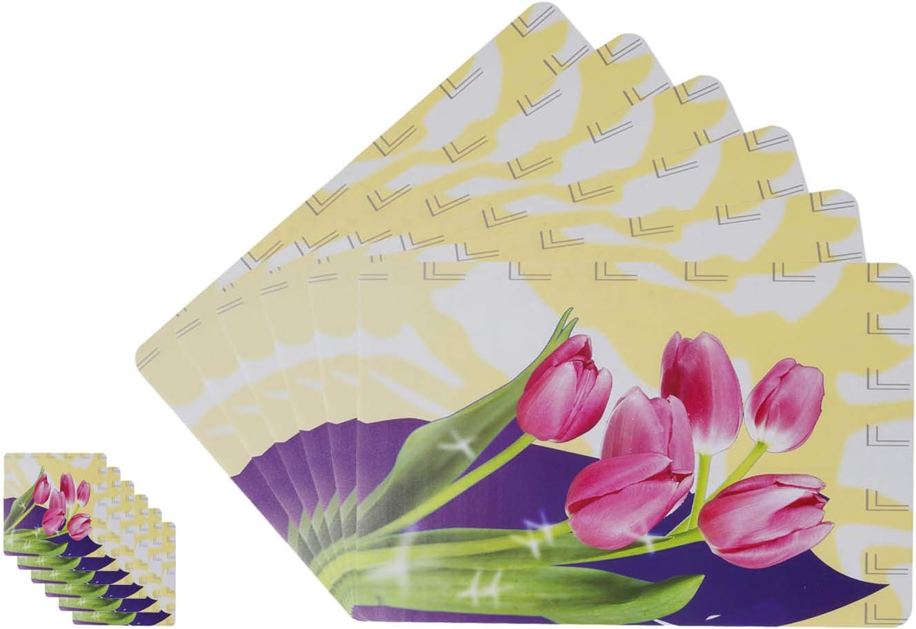 Glassiano PVC Dining Table Place Mats, 44x28 cm, Abstract (Pack of 6), 12
