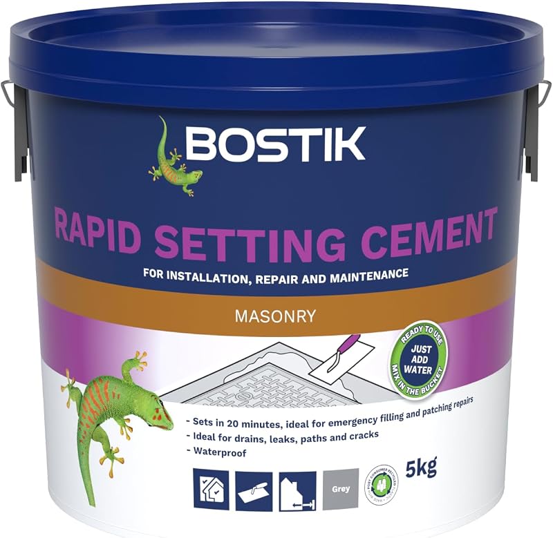 Bostik Rapid Setting Cement 5kg - Fast 20 Minute Waterproof Repair Mortar