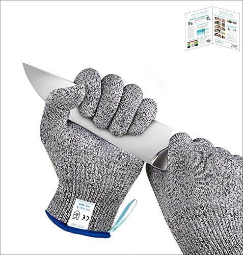 Hepcare Cut Resistant Gloves,Food Grade High Performance Level 5 Hand Protection Safety Cut Gloves for Kitchen,Wood Carving,Yard Work,Hand Work, 1 Pair,Bonus User Manual Included (Large)