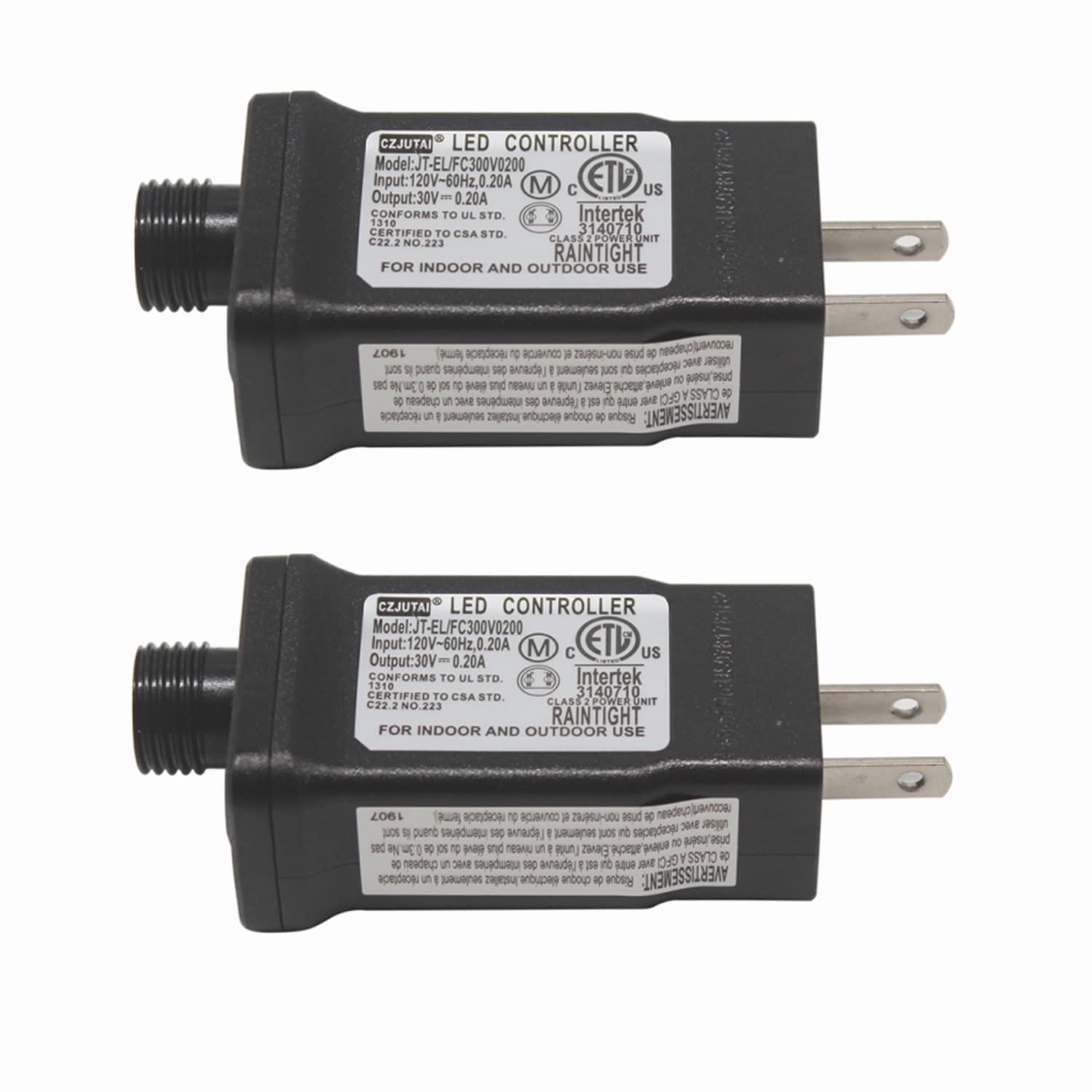 Photo 1 of LED Transformer CZJUTAI 30V LED Controller Class 2 Power Supply, IP44 Waterproof Low Voltage Transformer US Plug for Christmas Light, String Light Indoor Outdoor Use (30V 6W 2Packs), Black