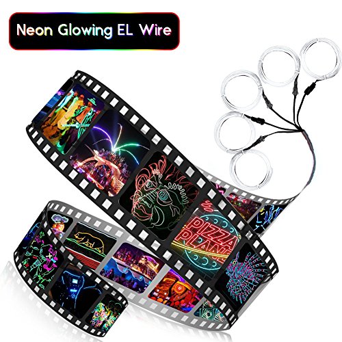 EL Wire, ESCOLITE EL Wire Kit Neon Lights Battery Pack Christmas Tree,Easter Halloween DIY Decoration,Home Deco 5 1-Meter, 1m / 3ft (2 Pack White) - Thumbnail 4