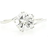 Natural 2ct White Quartz, Clear Quartz 925 Solid Sterling Silver Ring Size 5.75, 6