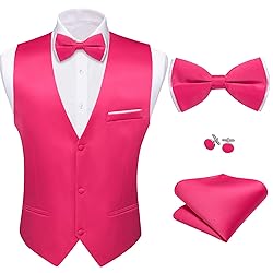 Barry.Wang Mens Hot Pink Formal Suit Vest V-neck