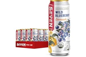 SevenTeas Organic Wild Blueberry Lemonade, 16 OZ (Pack of 12 Cans)