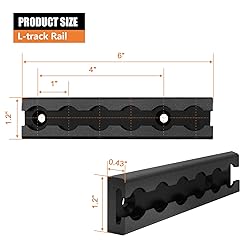 SALUINOKI 6" L-Track Rail Black 4 Pack, Aluminum