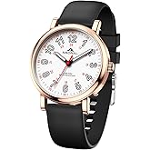 NBONAL Nurse Watch for Medical Doctor Professionals Student Easy Read Dial with Luminous 24 Hours Red Second Soft Silicone Band 30M Waterproof