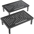 ELIVED 2 Pack Monitor Stand Riser - 3 Height Adjustable Monitor Stand for Laptop, Computer, PC, Printer, Mesh Metal Monitor Riser for Desktop Organizer.