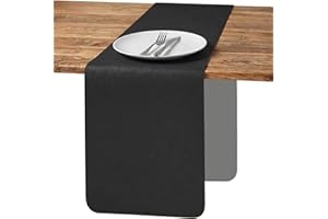 Double Sided Faux Leather Table Runner Washable, Waterproof Wipe Clean Table Mat, Reversible Non-Slip Sideboard Runner for In