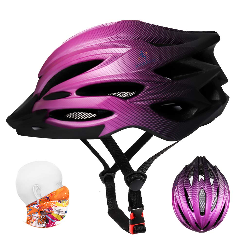 ioutdoor Bike Helmet Men,Cycle Helmet Ladies, Adjustable 56-62cm Insect Net Detachable Visor 22 Vents Lightweight Bicycle Helmets for Adult Men Women Teenagers (Gradient Purple)