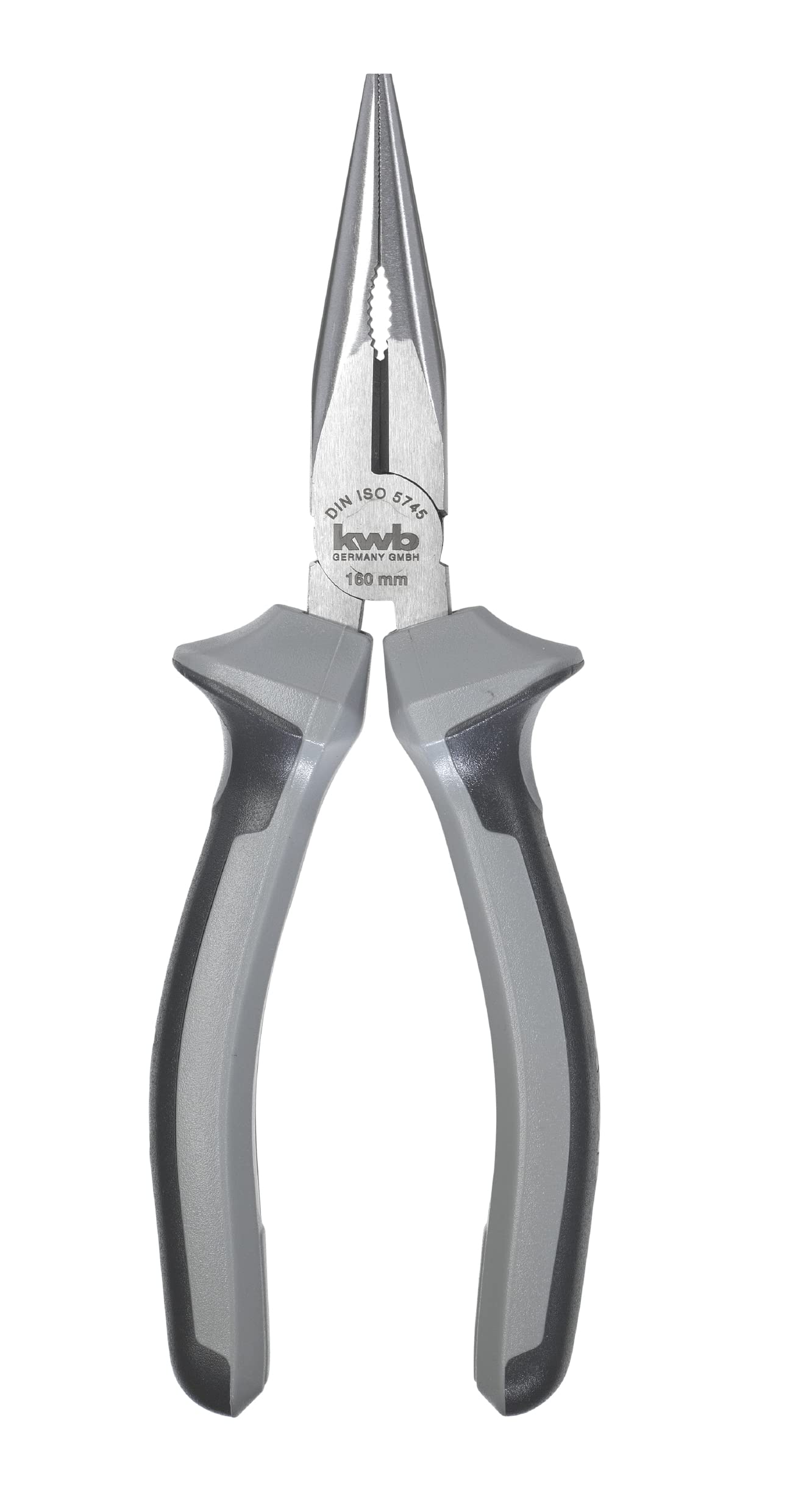 kwb Profi Flat Round Pliers/Flat Pliers 160 mm 382120, According to DIN ISO 5745, Straight Shape, Cutting Edges inductively Hardened