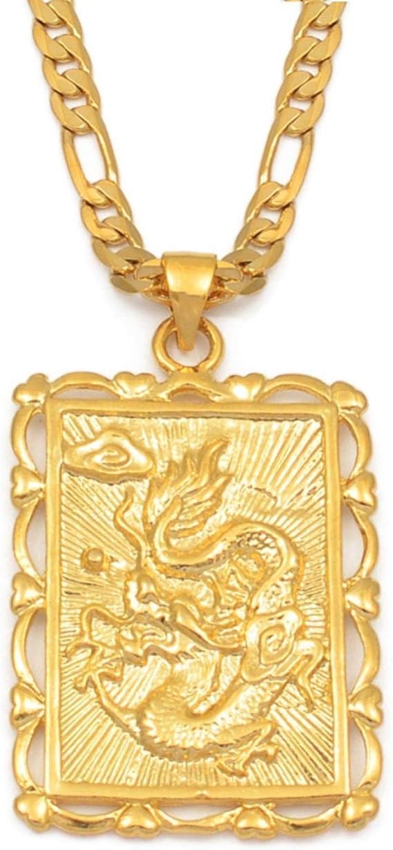 Dragon And Phoenix Pendant Necklace Female Male Gold Element Auspicious Symbol 007009 Amazon