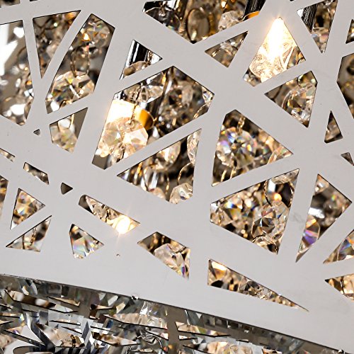 Saint Mossi Modern K9 Crystal Raindrop Chandelier Lighting Flush Mount LED Ceiling Light Fixture Pendant Lamp for Dining Room Bathroom Bedroom Livingroom 8 E12 Bulbs Required W16.8 x H9.7 - Thumbnail 6