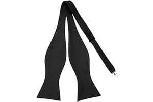 Pensee Mens Black Solid Self Bow Tie Jacquard Woven Silk Bow Ties