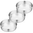 8 Inch Cake Pan Set, 3 Pcs P&P CHEF Round Baking Pans Stainless Steel Layer Birthday Wedding Cake Pans, Fit Oven/Pots/Pressure Cooker, Non Toxic & Heavy Duty, Dishwasher Safe